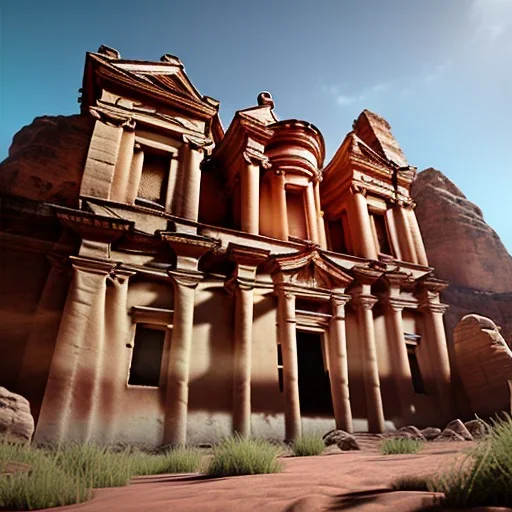 Petra + Ürdün, photo realistic, unreal engine