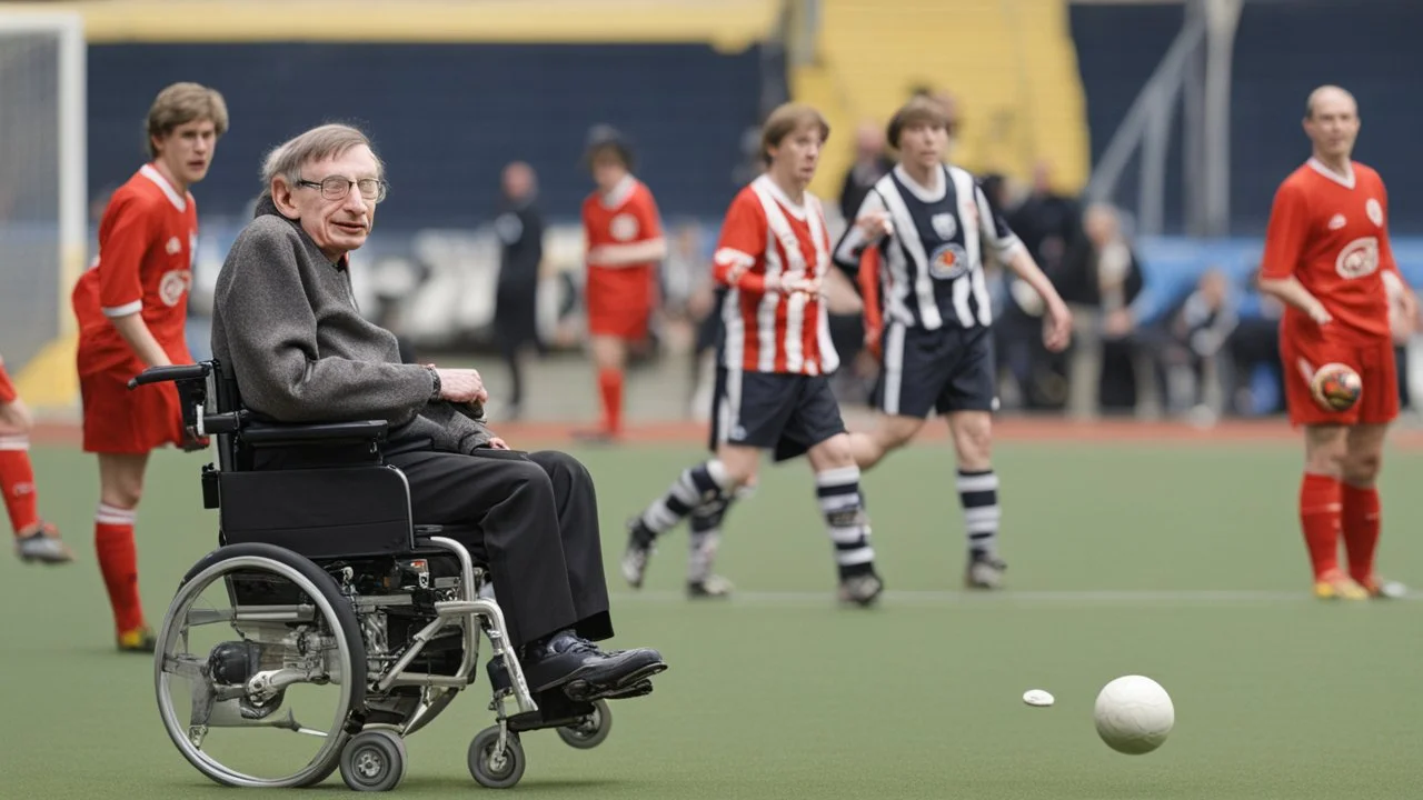 stephen hawking scoring a goal