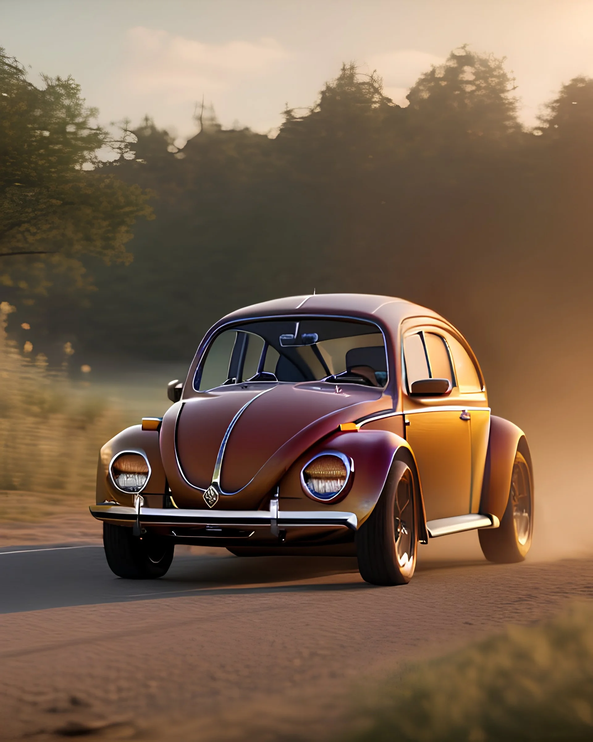 a volkswagen-beetle fighter-jet gene splice, photorealistic, one subject, in frame, 8k 3d