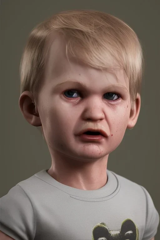 Dahmer toddler, full body, angry, bokeh, hyper realistic