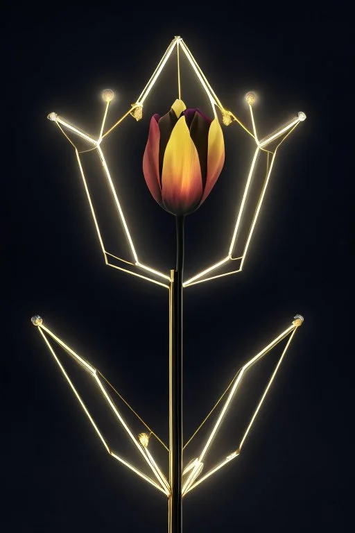 wide shot, high angle, long shot, full shot, Crystal black tulip element shape, glass golden neon, cool gold, delicate science and technology sense line, black background, movie sense, HD, detailed light, cinematic, high detail, 4k, cyberpunk, 3d rendering, 32k , hyper detailed, magical and epic, epic light, the most perfect and beautiful image ever created, image taken with the Sony A7SIII camera, many details 8k speed effect (cinemagraphs) Phi Phenomenon (Mark Wertheimer)