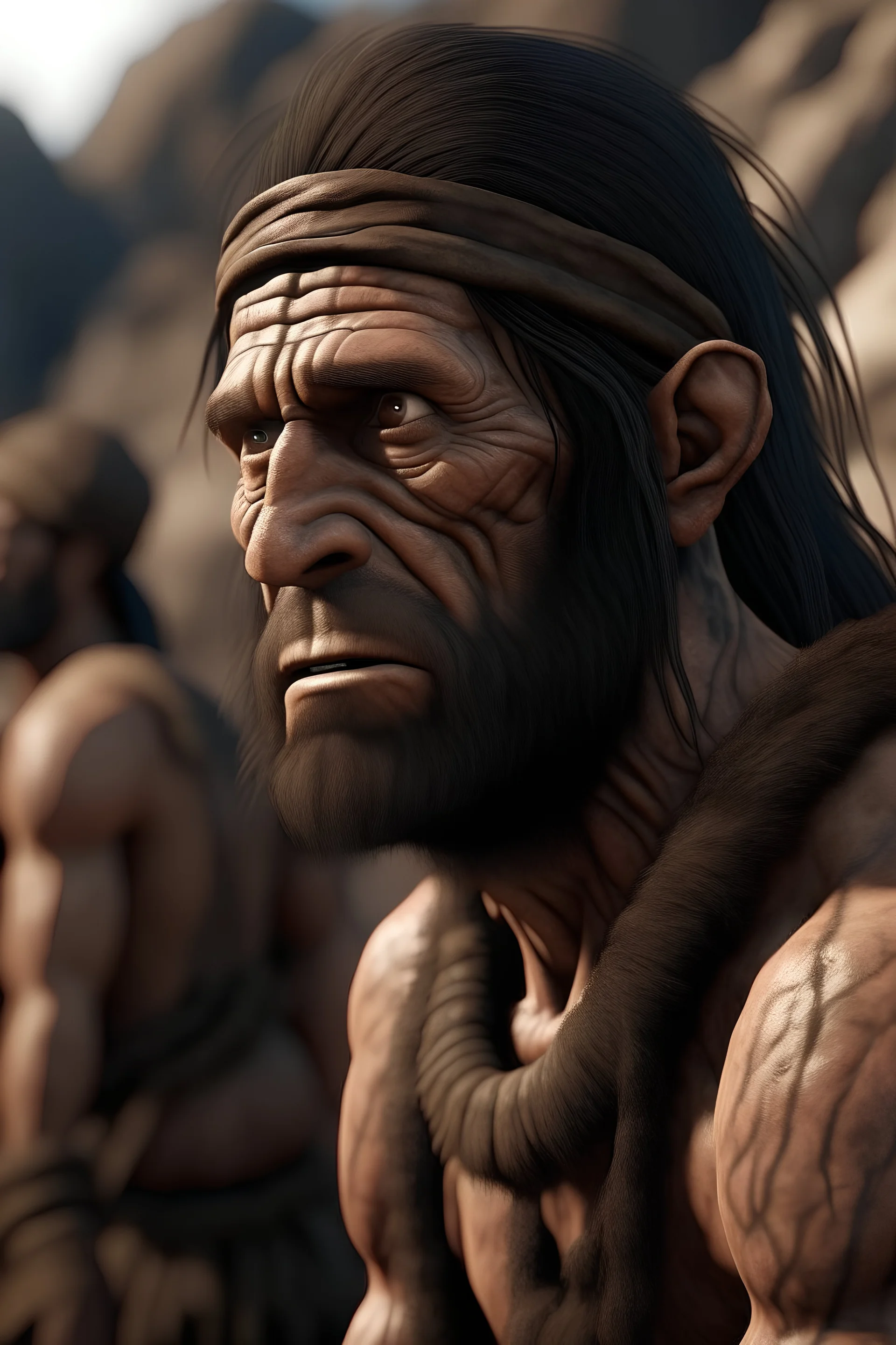imagine a scene of an ancient roman humans with big depression on their faces big focus big fear low details realistic humans