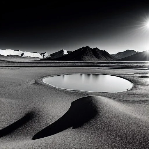 Ansel adams monochrome Photo of muskeg in alaska, hyper realistic, zone system, even tones, rich gradients, dramatic lighting