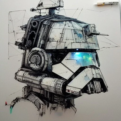 photorealistic at-at pilot helmet with weathered painting , illustration on coarse canvas by <agnes cecile> and <Yoji Shinkawa>, ornate and intricate details , soft smooth lighting, ultra detailed concept art,