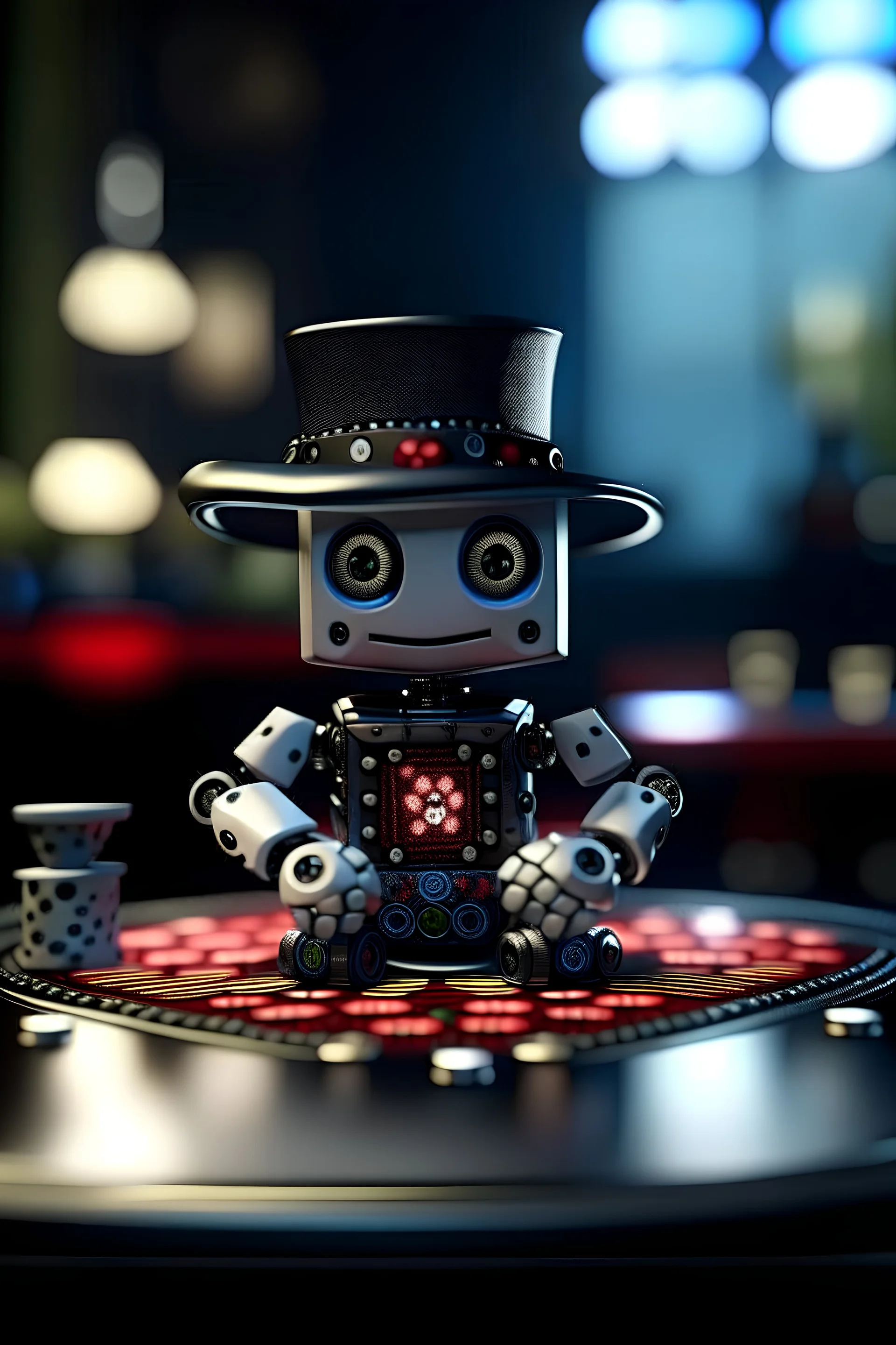 portrait cute chatbot witchcraft wins in poker, photo-realistic, shot on Hasselblad h6d-400c, zeiss prime lens, bokeh like f/0.8, tilt-shift lens 8k, high detail, smooth render, down-light, unreal engine 5, cinema 4d, HDR