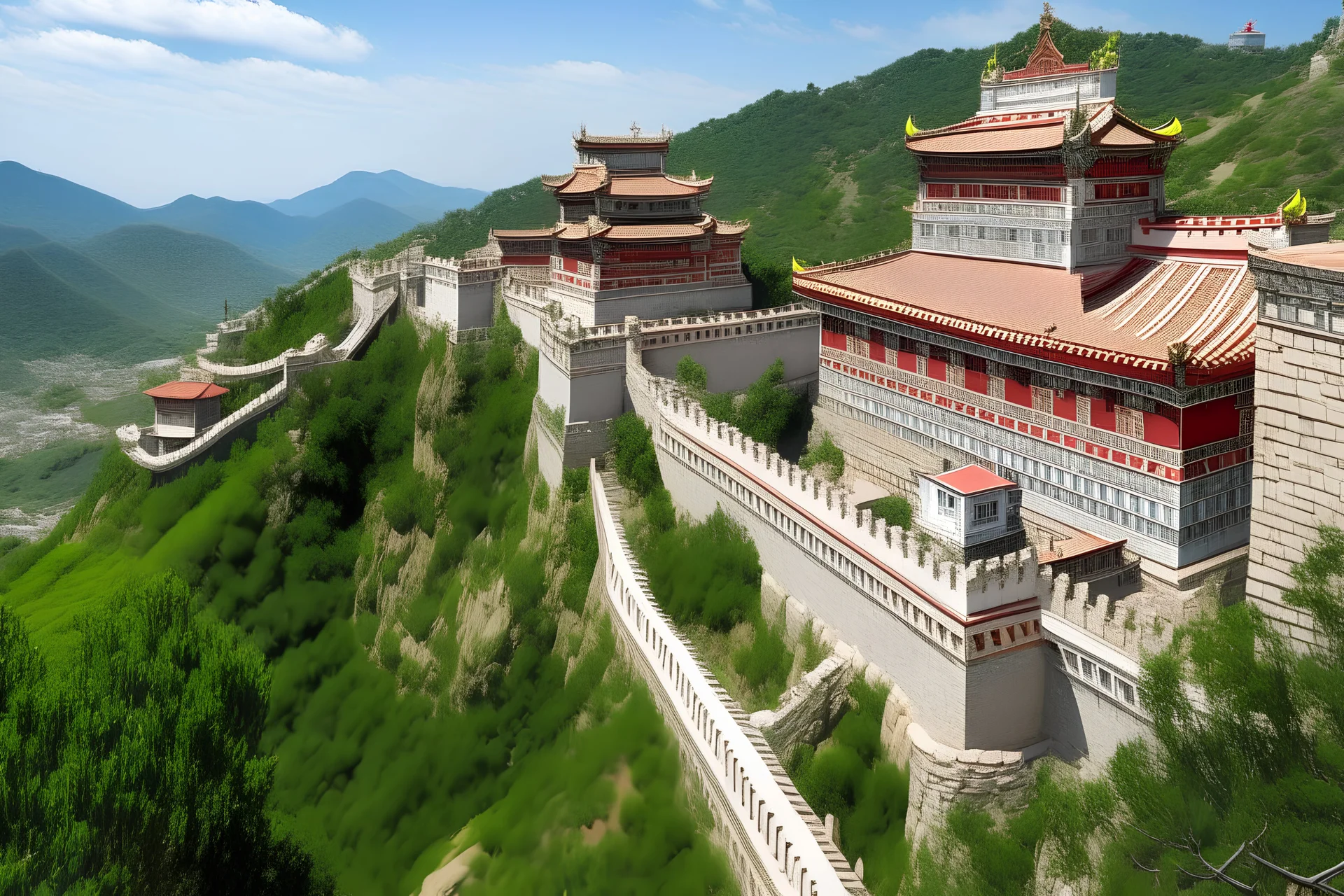 水彩画风格,保留原有建筑