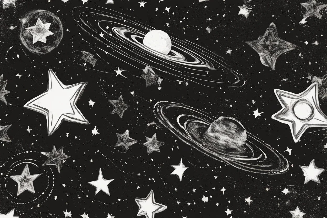 A drawing of stars in space