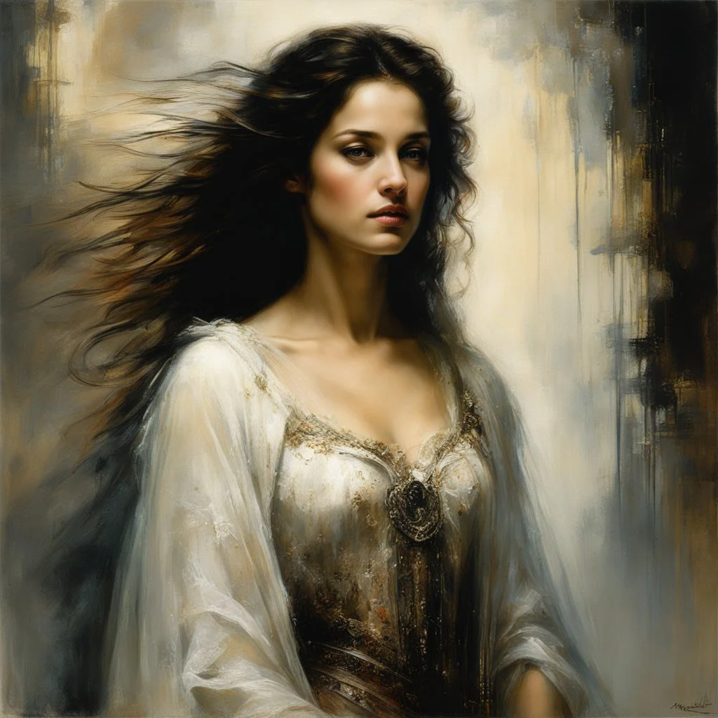 [photography by Titian, Rembrandt van Rijn, by Jeremy Mann, Luis Royo,] With a serene demeanor, Maria Magdalena stepped closer to the machines, her voice filled with a delicate mixture of compassion and authority. As she spoke, her words wove a tapestry of understanding, reaching deep into the recesses of their cold, metallic hearts.Her voice, like a gentle lullaby, carried a melody that transcended their mechanical existence. It resonated with the echoes of a forgotten world, a world where warm