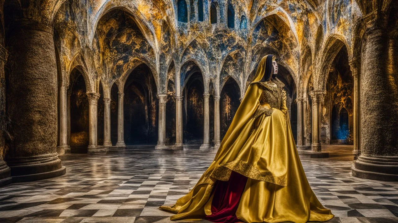 Royal Plantagenet nightmares, historical parody, discordant implications, excessive enmity, medieval turbulence, stress, treason, decay, awful, fear, wax, pretence, nastiness, chiaroscuro, color, award-winning colour photograph, Nikon 135mm, style Disney, style Salvador Dali, style Antoni Gaudi