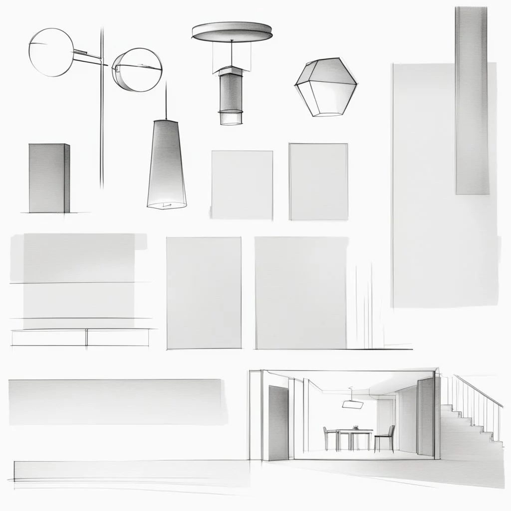 Lighting design, modern , sketches