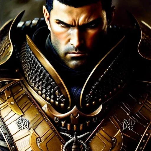 portrait 'Guts-Berserk',ancient metal armor ,painting by gaston bussiere, greg rutkowski, yoji shinkawa, yoshitaka amano, tsutomu nihei, donato giancola, tim hildebrandt, oil on canvas, cinematic composition, extreme detail,fit full head inside picture,16k