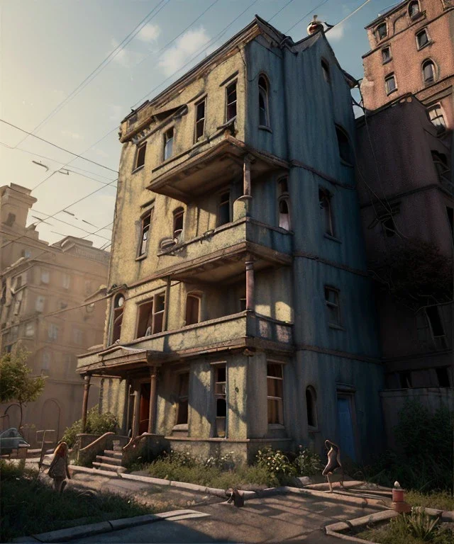 Realistic image, giant woman head inside a house, looks out through the open windows. people on the street are watching him, soft color, highly detailed, unreal engine 5, ray tracing, RTX, lumen lighting, ultra detail, volumetric lighting, 3d, finely drawn, high definition, high resolution.