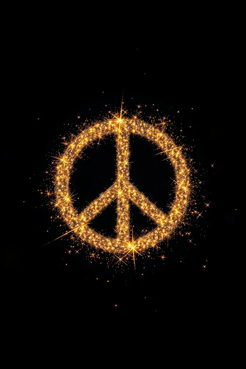 Peace symbol made of stardust