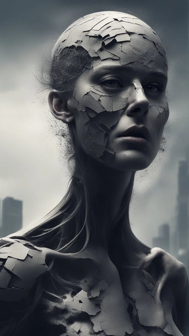 /image, randomised, depicting illusion, the Impossible, nonsense, the immaterial, intangible, and futuristic. Be wildly random in producing totally new ideas and images. Show me the deep scars inflicted on my soul and mind. Epic, cinematic.