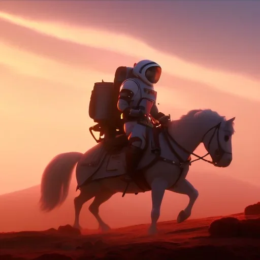 an astronaut riding a horse on mars artstation, hd, dramatic lighting, detailed