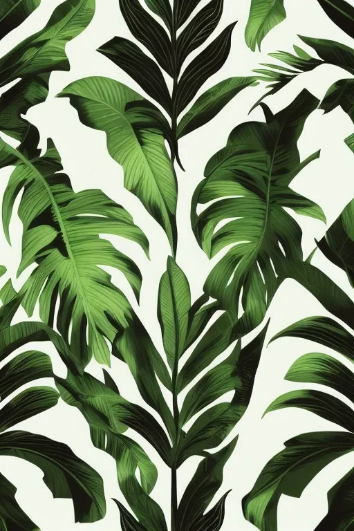 exotic tropical print with beautiful and elegant elements perfect for a range of end products from fabrics, fashion, home decor to paper and wallpapers : : black background, art nouveau, trending on artstation