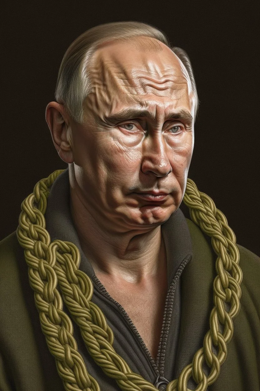 4K full realism, Vladimir Putin with a rope around his neck