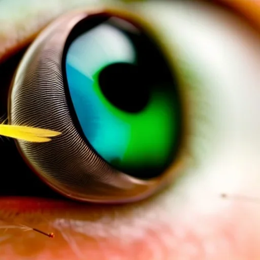 photo of fly's eyes with a flyswatter inside each eye