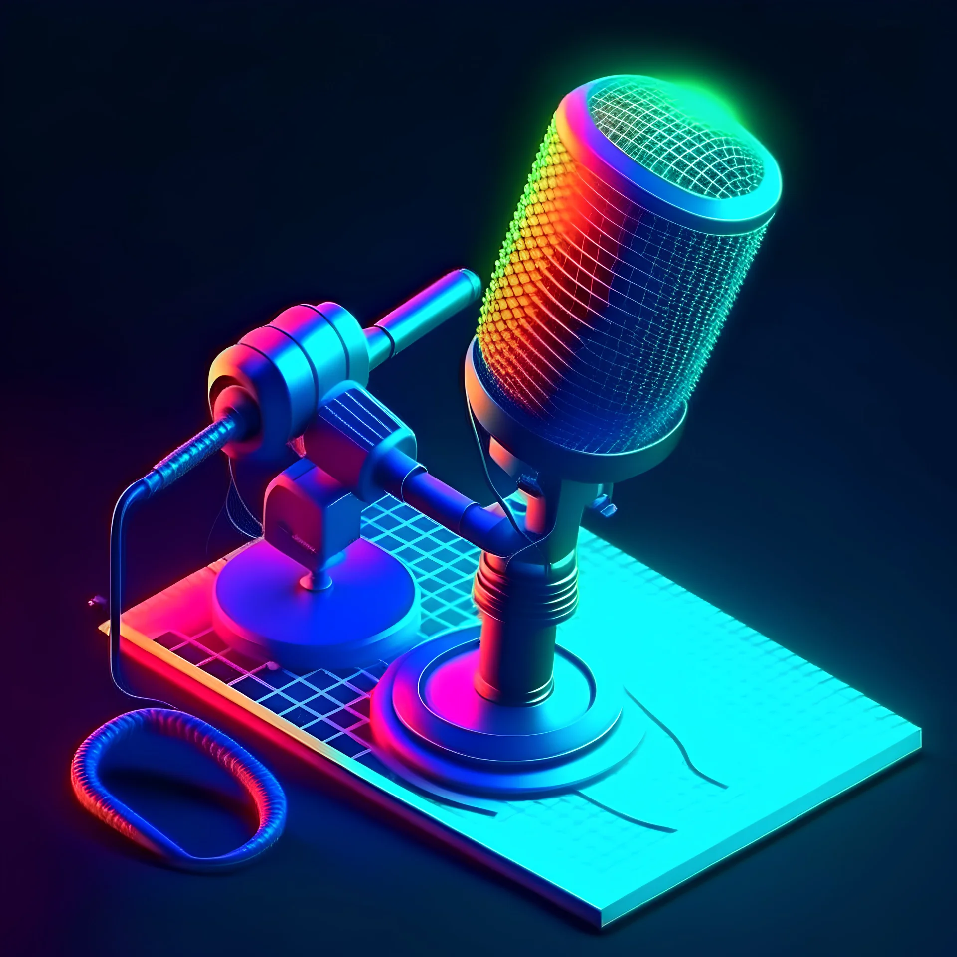 isometric style Secret writing of the microphone. vibrant, beautiful, crisp, detailed, ultra detailed, intricate, 4k, highly detailed