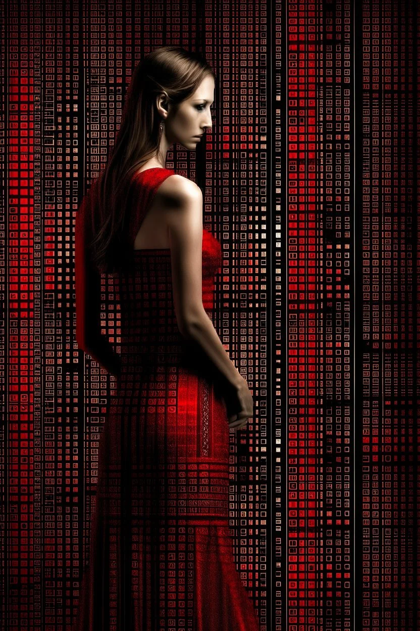 sex woman in red dress s as half matrix ...