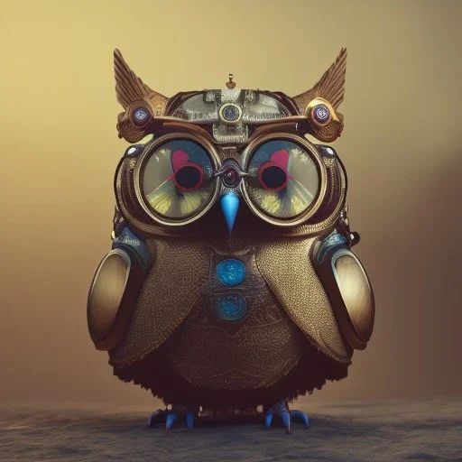 Steampunk Owl, elegant, tilt shift, extreme detail, Photorealism, macro lens 100mm, cinema4d, HDR, 8k, unreal engine 5