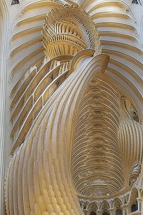 a cathedral in a vertical Nautilus shell by artist "Dorian Haqmoun"