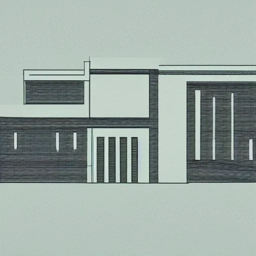 modern house section, in a city, architectural section drawing