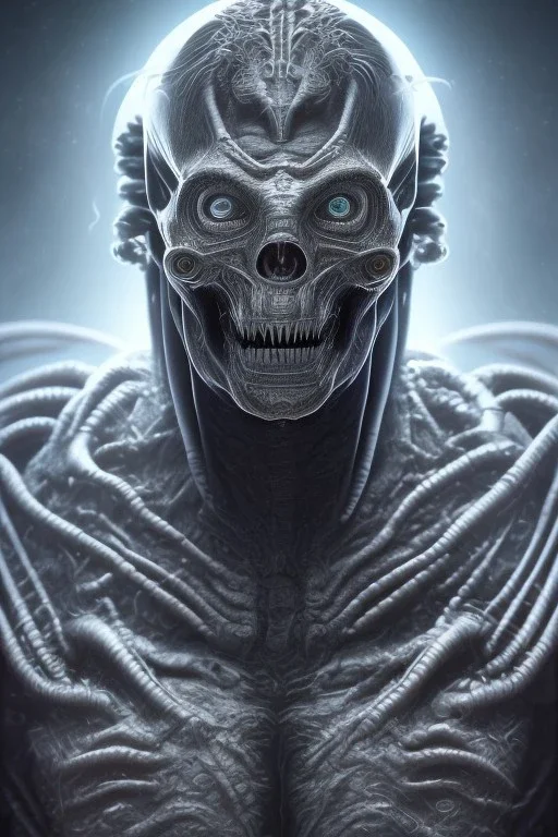 evil berserker, alien, tron, bitcoin eyes, 8k, finely detailed, photo realistic, hr giger