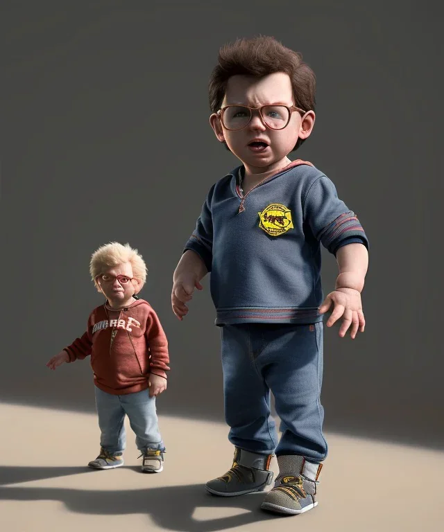 Kenny Hofstadter toddler, full body, dramatic lighting, angry, hyper realistic