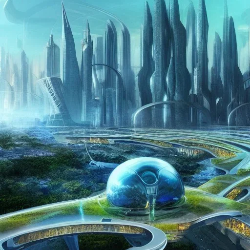 ciudad futurista naturaleza