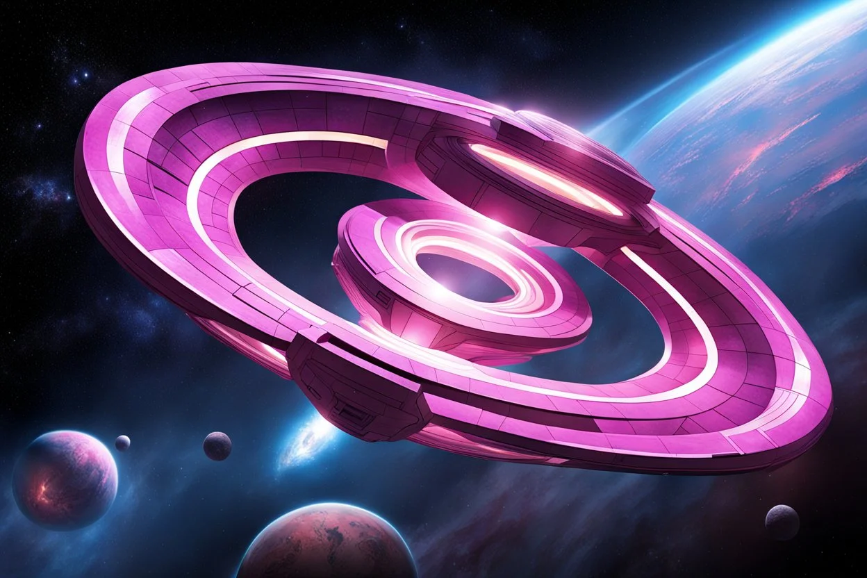 the gigantic starship of Marvel's Galactus "TAA-2" shaped like a Mobius strip, in space