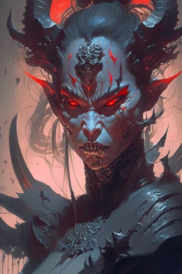 Nightmare Oni ,sci - fi, fantasy, intricate, elegant, highly detailed, digital painting, artstation, concept art, smooth, sharp focus, illustration, art by artgerm and greg rutkowski