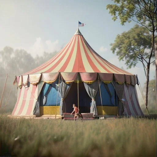 Ultra realistic circus scene. Amazing Stronger man, waist up view, Wes Anderson style, dark ambient, highly detailed, concept art, unreal engine 5, god rays, ray tracing, RTX, lumen lighting, ultra detail, volumetric lighting, 3d, finely drawn, high definition, high resolution.