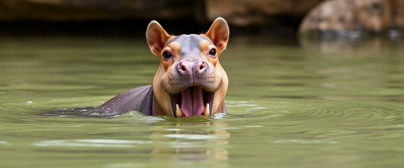 crazy cute small dog hippo