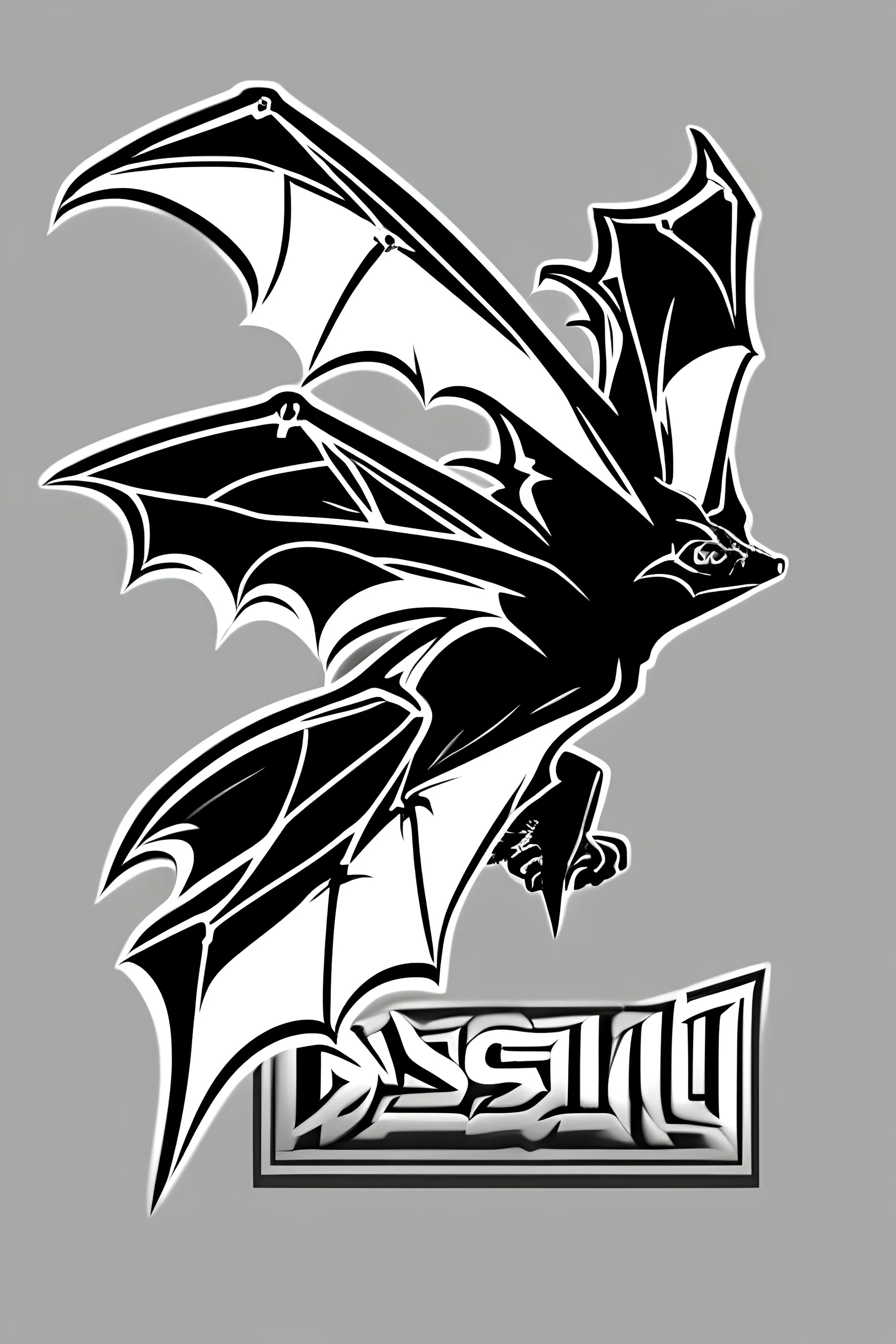 "Design a striking bat logo for a T-shirt. Create a sleek and detailed illustration of a bat in flight. Ensure it's in a PNG style with a transparent background, allowing it to seamlessly integrate with various T-shirt colors. Capture the mystique and elegance of these nocturnal creatures."