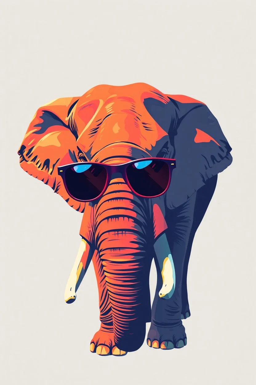 elephant with sunglasses in the style of warhol