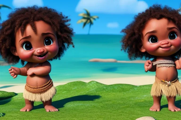 a beatiful little baby girl,curly hair,brown eyes,moana style, realistic, intriacte detail,volumetric lighting,highly detailed, cinematic, magnificent, majestic, Realistic photography, incredibly detailed, ultra high resolution, 8k, complex 3d render, cinema 4d