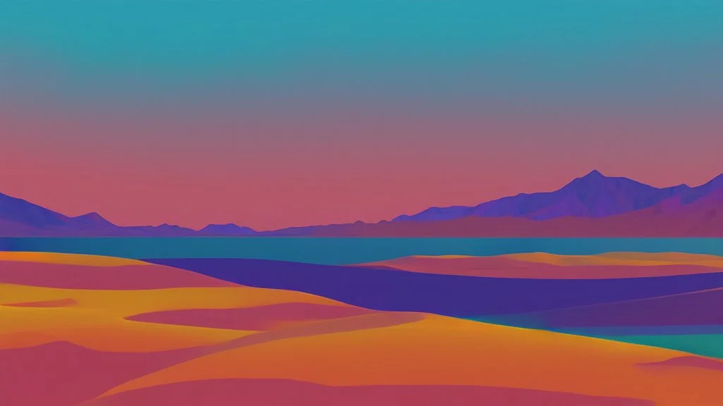 A drawing of a landscape, color gradients, Different art techniques