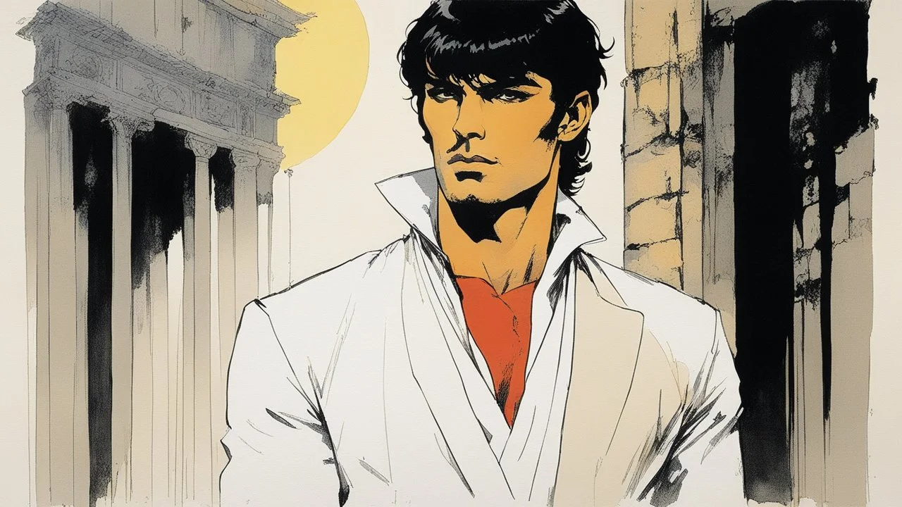 [art by Corto Maltese, hugo pratt] Marcus claimed to be born as a Roman during the first century A.C. and to have been vampirized by Vampirella, their goddess. Vampirella claims to be the daughter of Lilith, whom popular medieval Jewish lore depicts as the first wife of Adam. Lilith would not submit to Adam and was cast out of Eden by God. Lilith spawned demons, but later repented and went to Eden to bear children to fight the evil she had created.