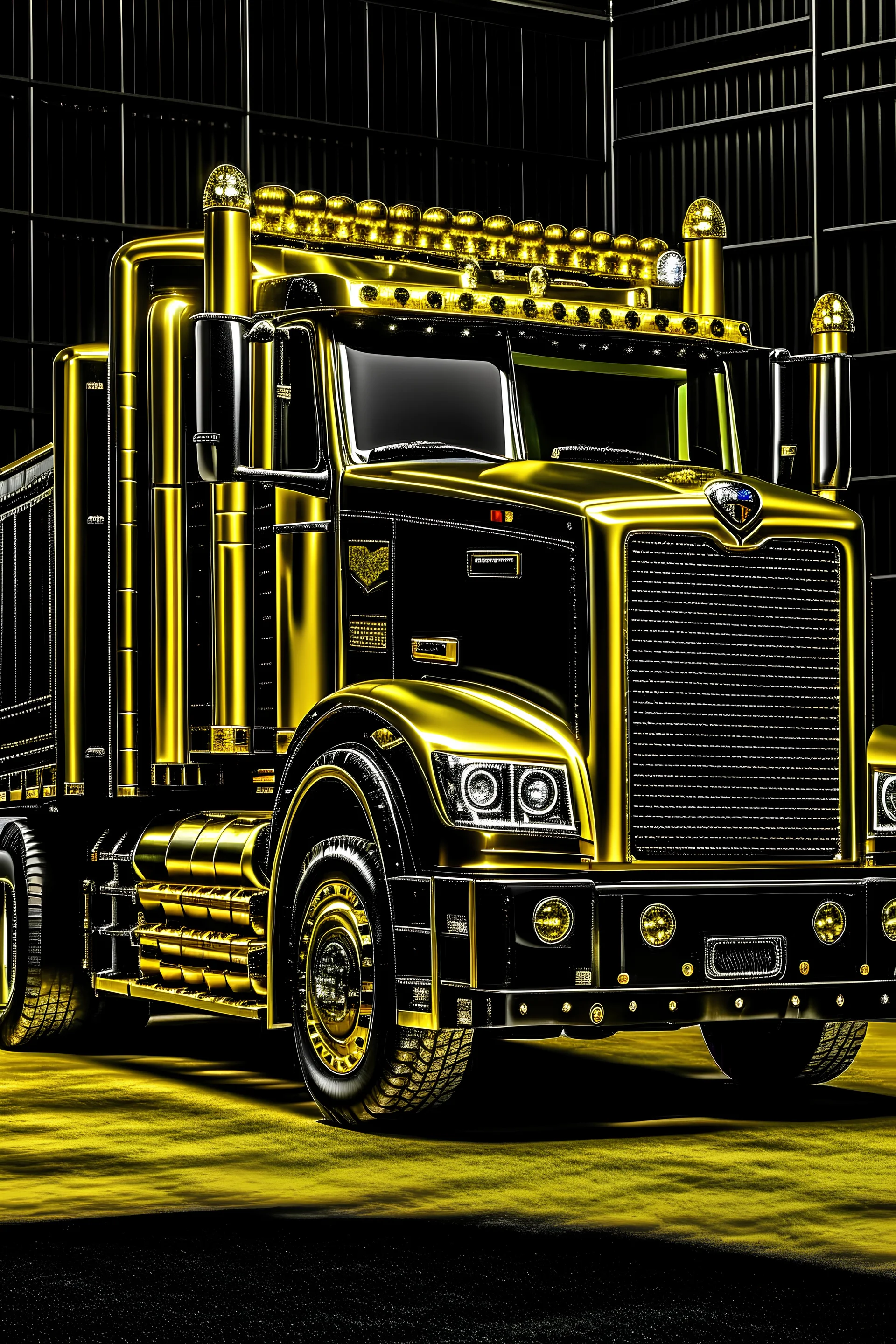 Heavy haul truck furious. Black and gold.