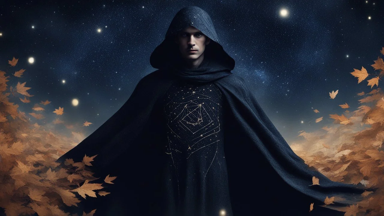 сын полуночницы выглядит как тень, сотканная из звездной пыли и опавших листьев. В его глазах – глубина ночного неба, хранящая секреты ушедших эпох. Кожа его тонка, словно пергамент, и на ней едва заметно проступают линии, напоминающие карту неведомых созвездий. Он носит одежды из темных, струящихся тканей, которые шепчут при каждом движении. Его походка тиха и грациозна, как у дикого зверя, крадущегося в ночи. В его присутствии ощущается некая отстраненность, будто он лишь гость в этом мире, н