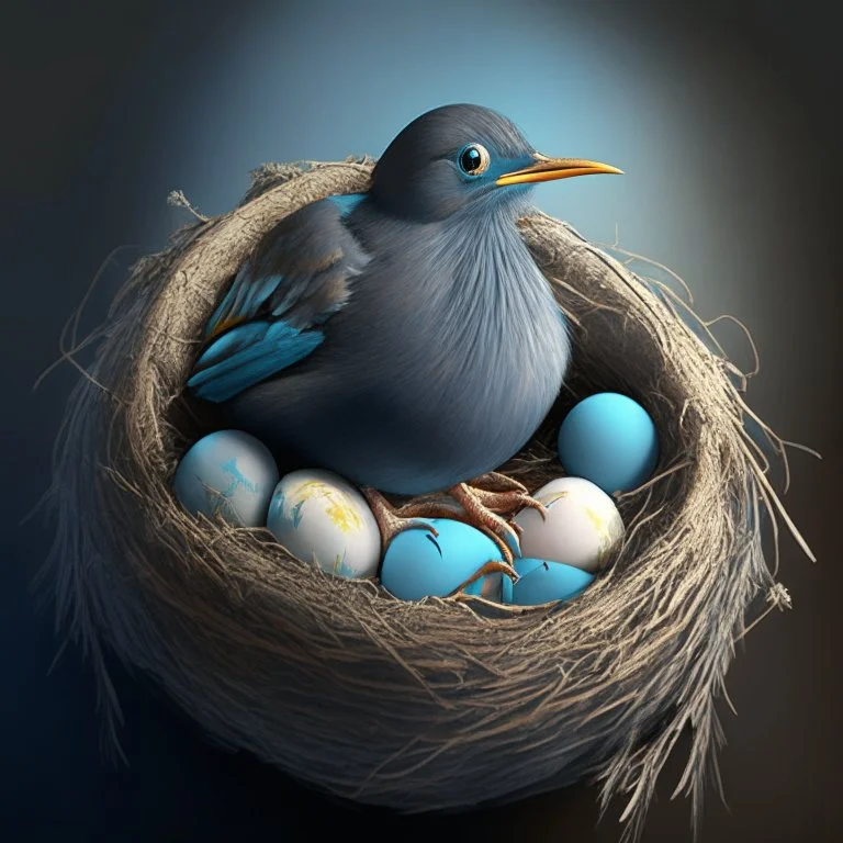 bird sitting on a nest with eggs, avatar