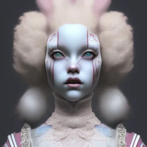 L'Arlequin Fastueux, rococo clown girl, smooth soft skin, symmetrical, soft lighting, detailed face, concept art, digital painting, looking into camera, Designed by Bella, all on PlaygroundAI Stable Diffusion 1.5 base model. Will not produce the same result when Remixed!