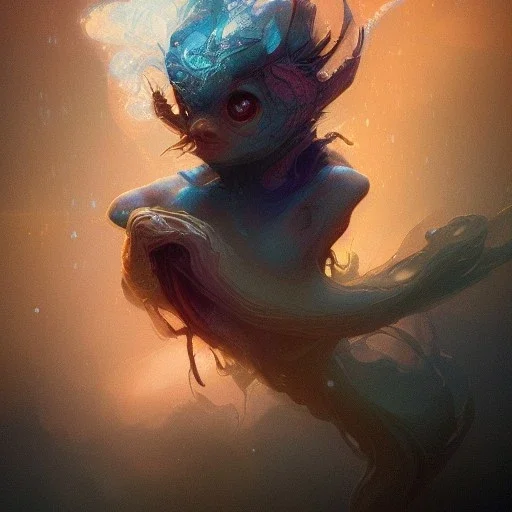 A small creature, magic, head and shoulders,deep colours, 8k resolution concept art portrait by Greg Rutkowski, Artgerm, WLOP, Alphonse Mucha, dynamic lighting, hyperdetailed,intricately detailed ,Splash art, trending on Artstation, triadic colors, Unreal Engine 5 , volumetric lighting Splash art fantasy"