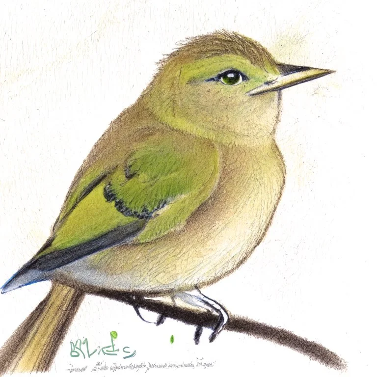 Portrait of a chiffchaff with art markers