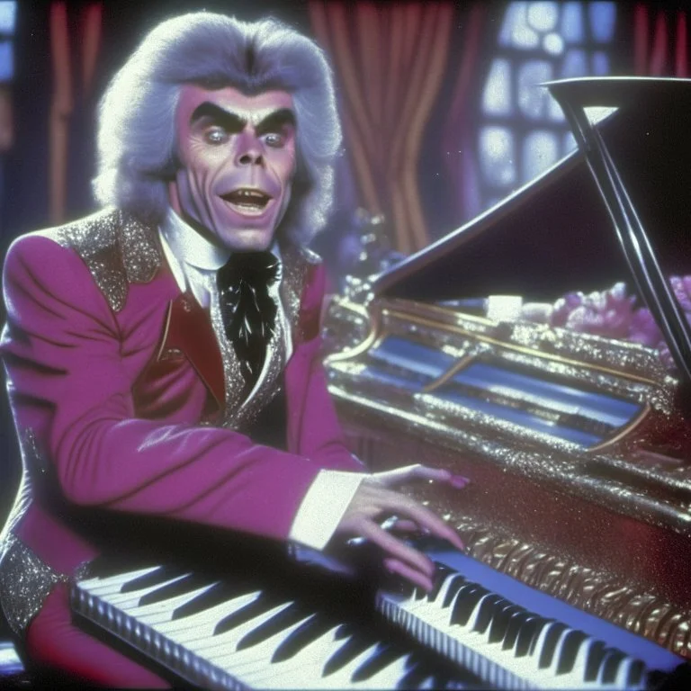 Old vintage Matlock tv show, playing piano, glam rock