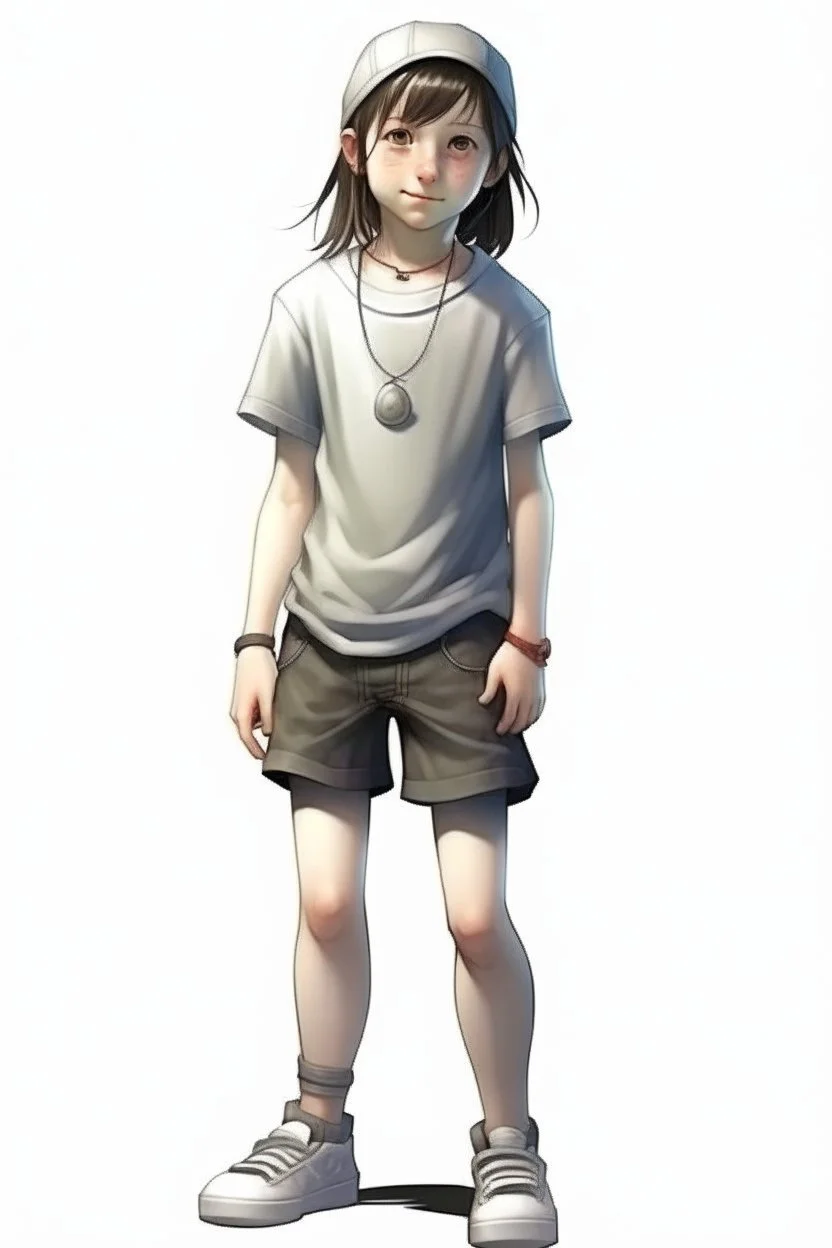 13 years girl, tomboy dress, realistic style