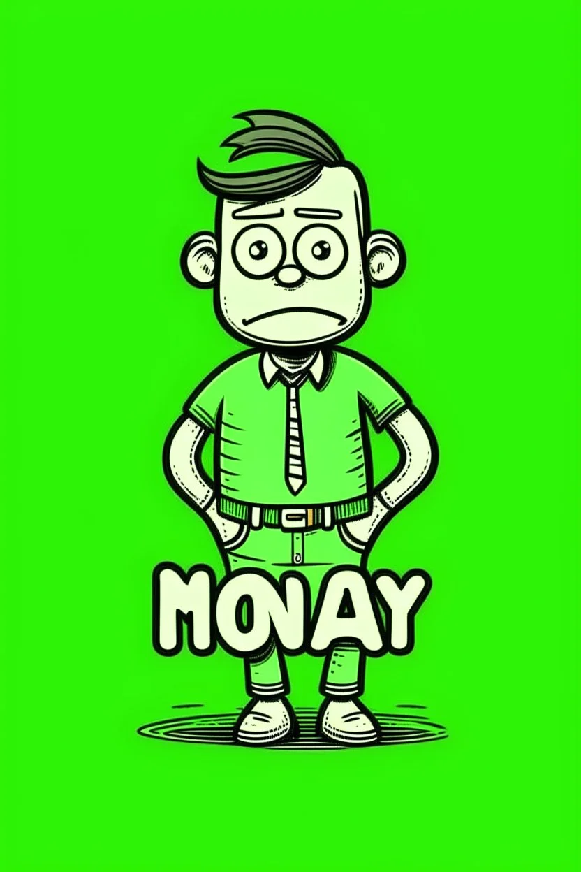 Style: Flat illustration Text: "Monday" T-shirt design graphic, vector, contour, green background)