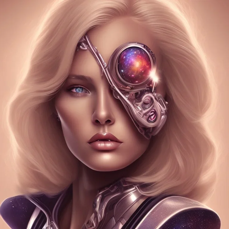 A beautiful portrait of a galactic woman blonde hair