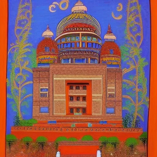 spiritual conscious Indian architecture in Tibetian painting style